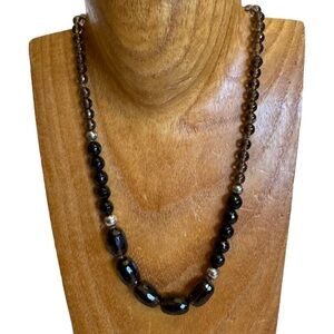 Natural Gems Faceted Brown Tourmaline Beaded 925 Sterling Silver Necklace NEW